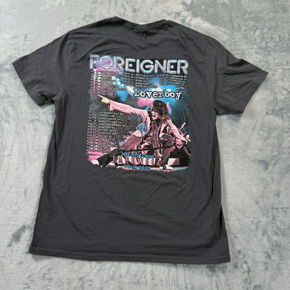 Foreigner Farewell Tour 2023 T-Shirt Mens Large Loverboy Concert Graphic Gray